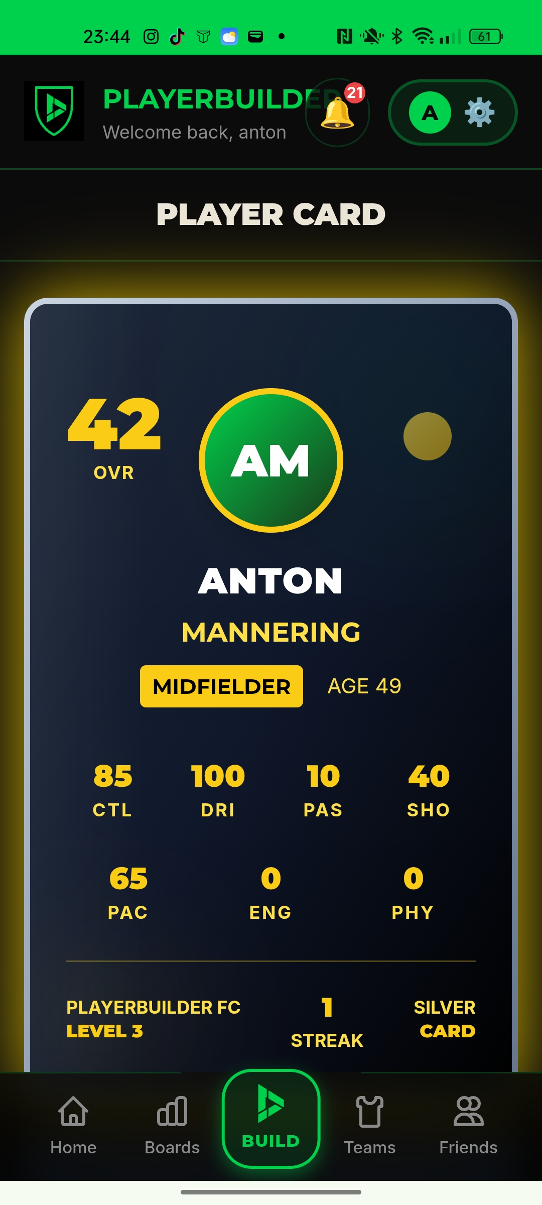 PlayerBuilder FQ player card